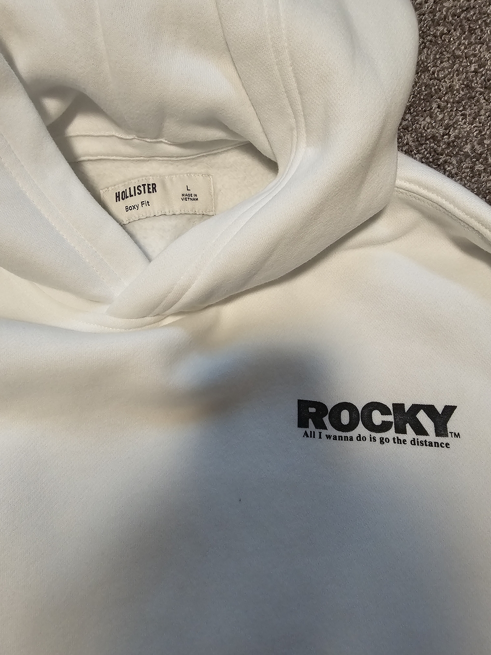 Hollister Rocky Graphic White Hoodie Sweatshirt - Picture 3 of 4